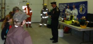 Fire Chief Medve explaining & demonstrating hand tools