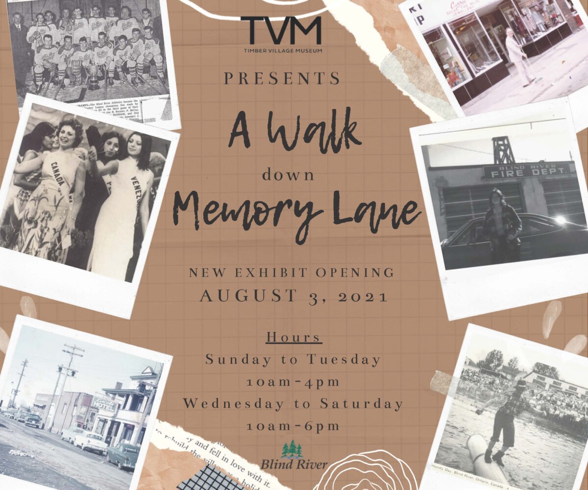New exhibit opening August 3, 2021. A Walk Down Memory Lane. Hours of operation Sunday to Tuesday, 10 a.m. to 4 p.m. Wednesday to Saturday 10 a.m. to 6 p.m.